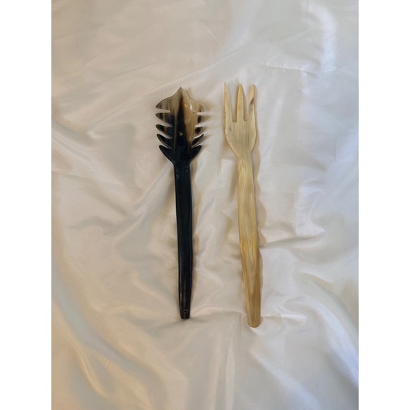 Other - Vintage French Bone Serving Fork and Spoon Handcrafted Natural Horn Salad Pasta